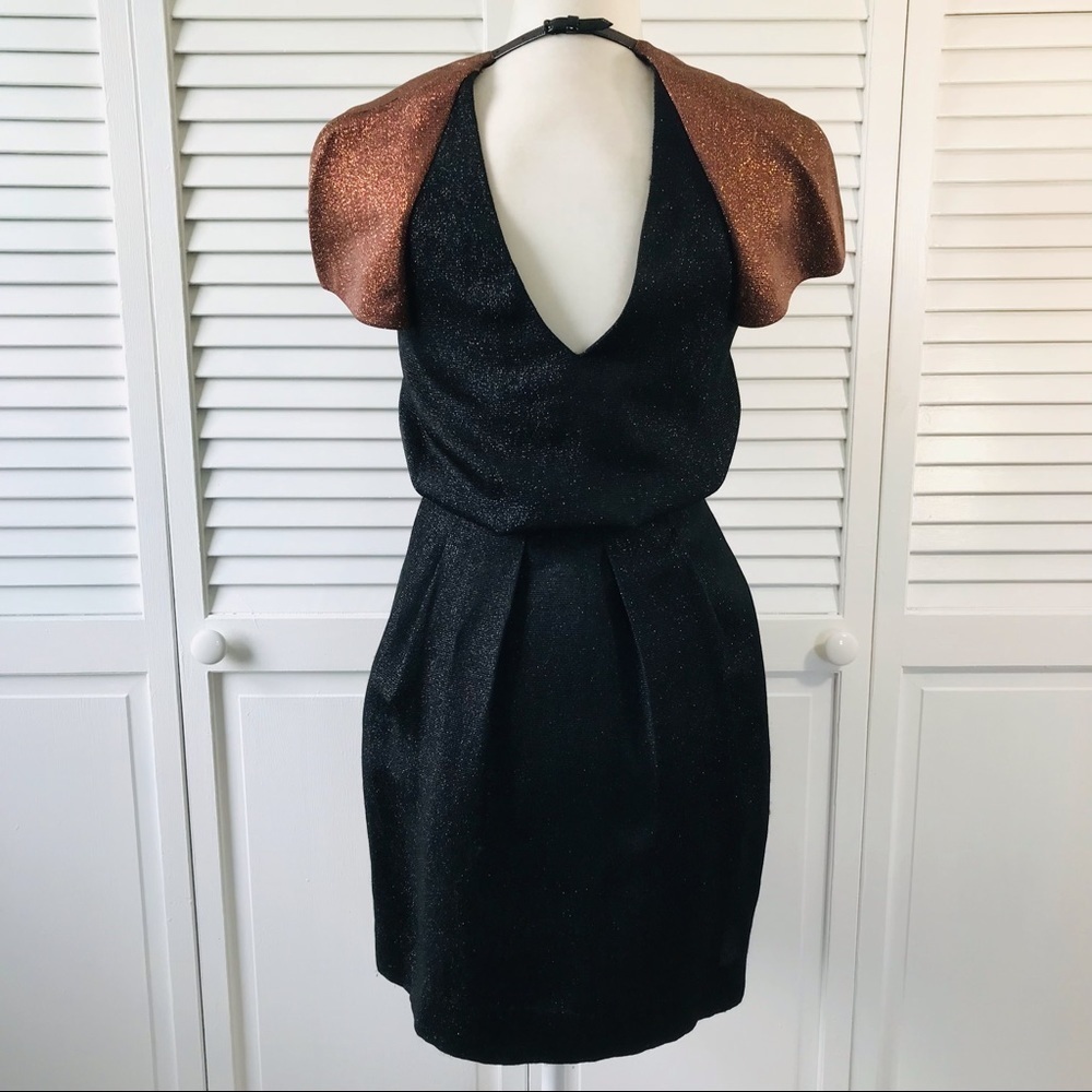 3.1 PHILLIP LIM Black Bronze Cap Sleeve Sparkly Dress Size 2 - Picture 4 of 12